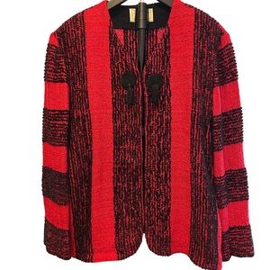 Vintage 90s Zonda Nellis Red and Black Women's jacket cardigan. Size Medium